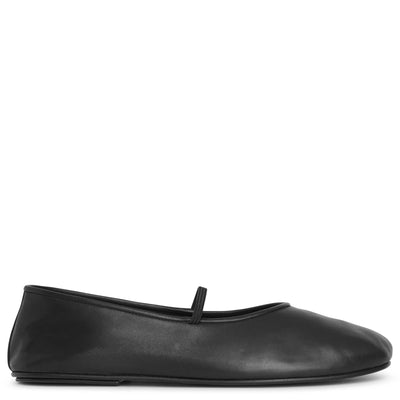 Elastic ballet black nappa slippers