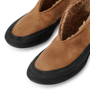 Fairy brown shearling flat shoes