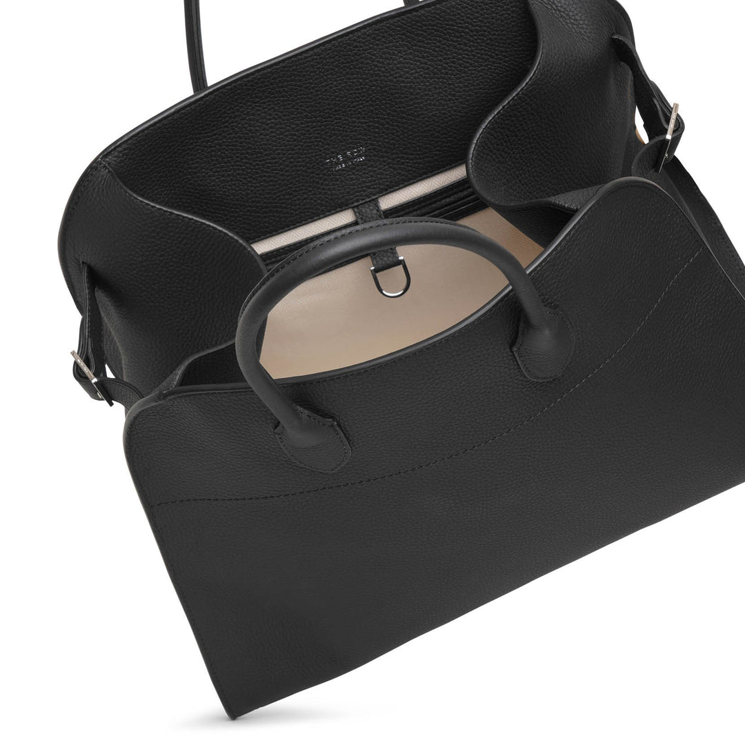 The Row | Soft margaux 15 black grained leather bag | Savannahs