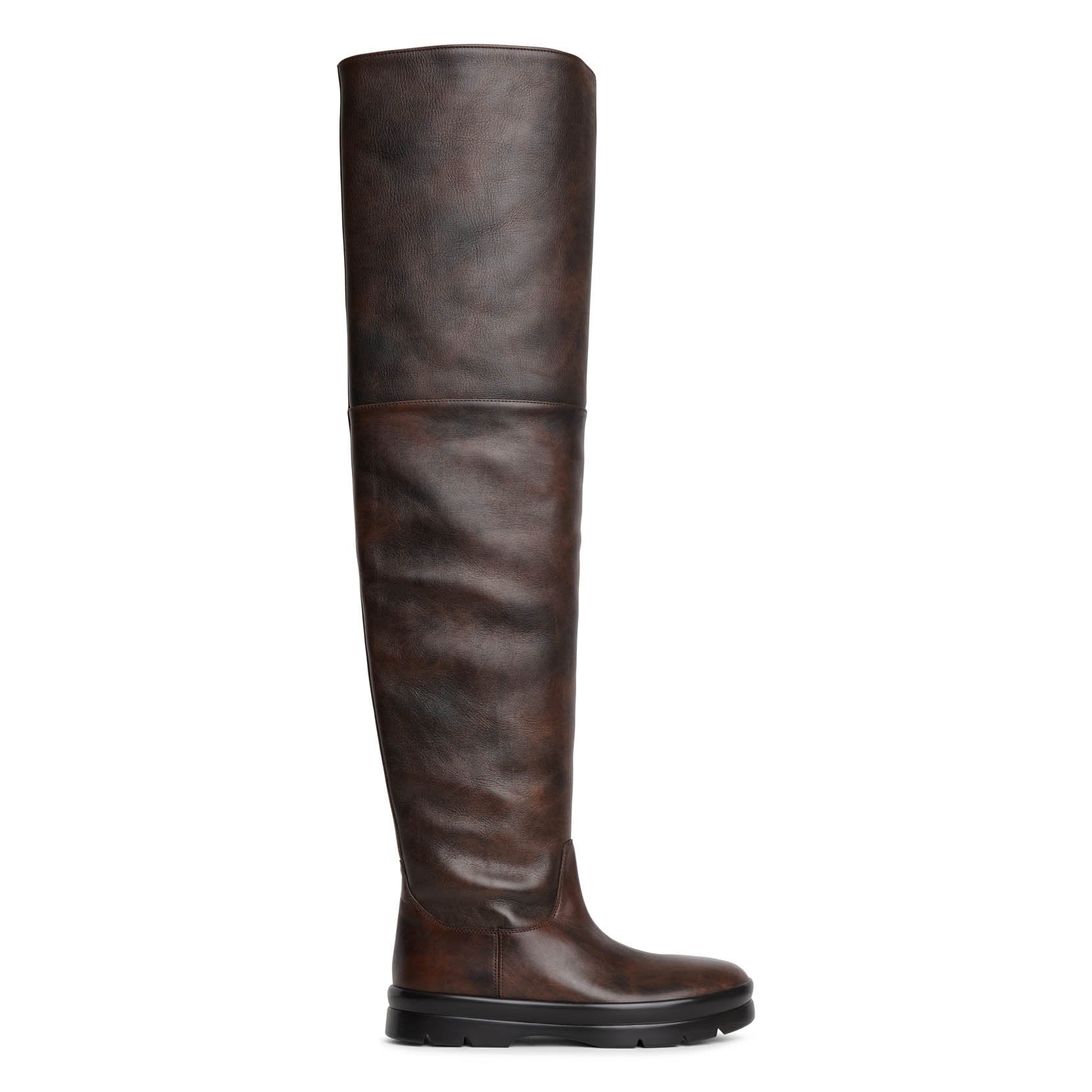 ロングブーツ The Row Billie leather knee-high boots Billie knee-high leather boots in brown - The Row | Mytheresa