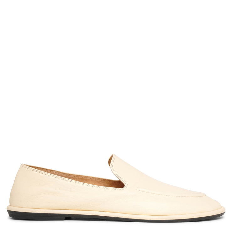 The Row Canal bone white leather loafers Savannahs