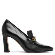 Lady black leather loafers