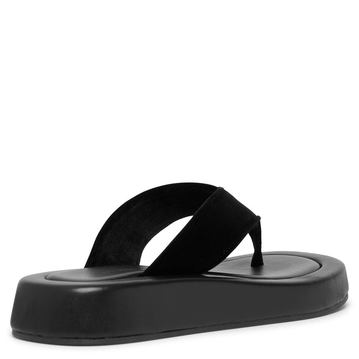 Ginza black velvet flip flops