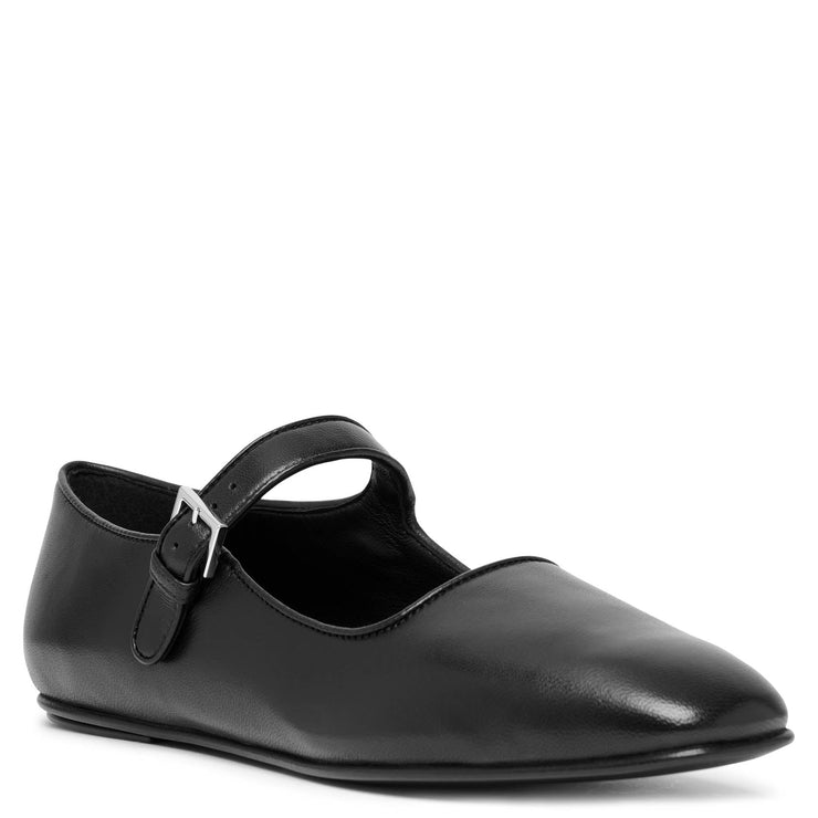 Ava black leather ballerinas