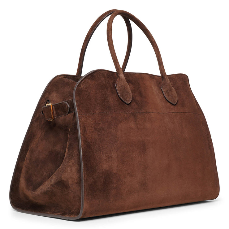 The Row, Soft Margaux 15 brown suede bag