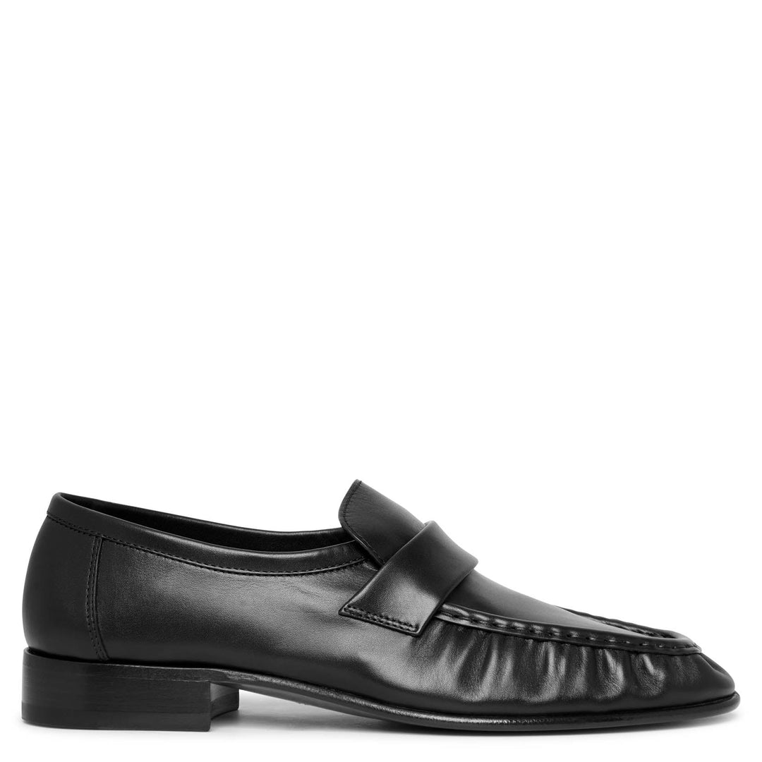 Soft black leather loafer