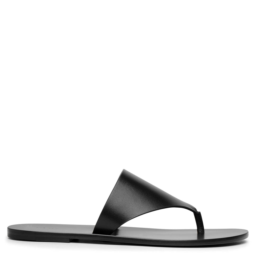 The Row | Avery black leather thong sandals | Savannahs