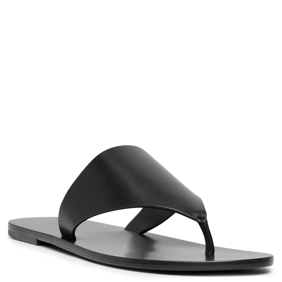 The Row | Avery black leather thong sandals | Savannahs