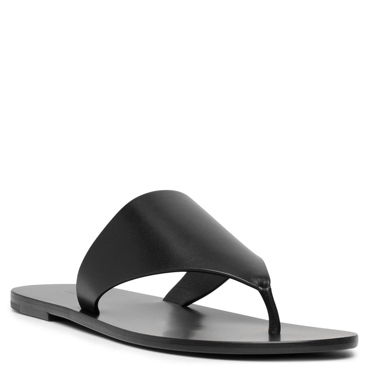 The Row, Avery black leather thong sandals