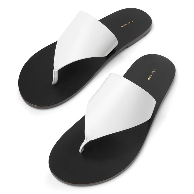 Avery white leather thong sandals