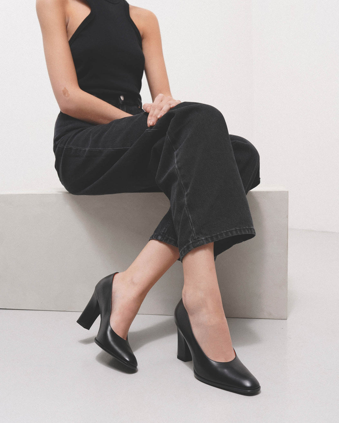 The Row | Olivia black leather pumps | Savannahs