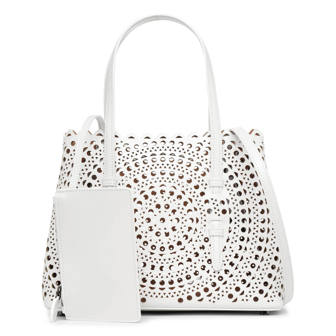 Alaïa | Mina 25 vienne circulaire white leather tote bag