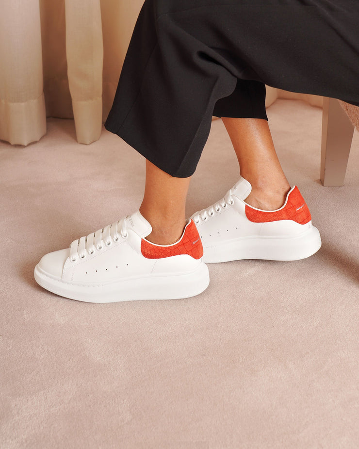 White and coral suede classic sneakers