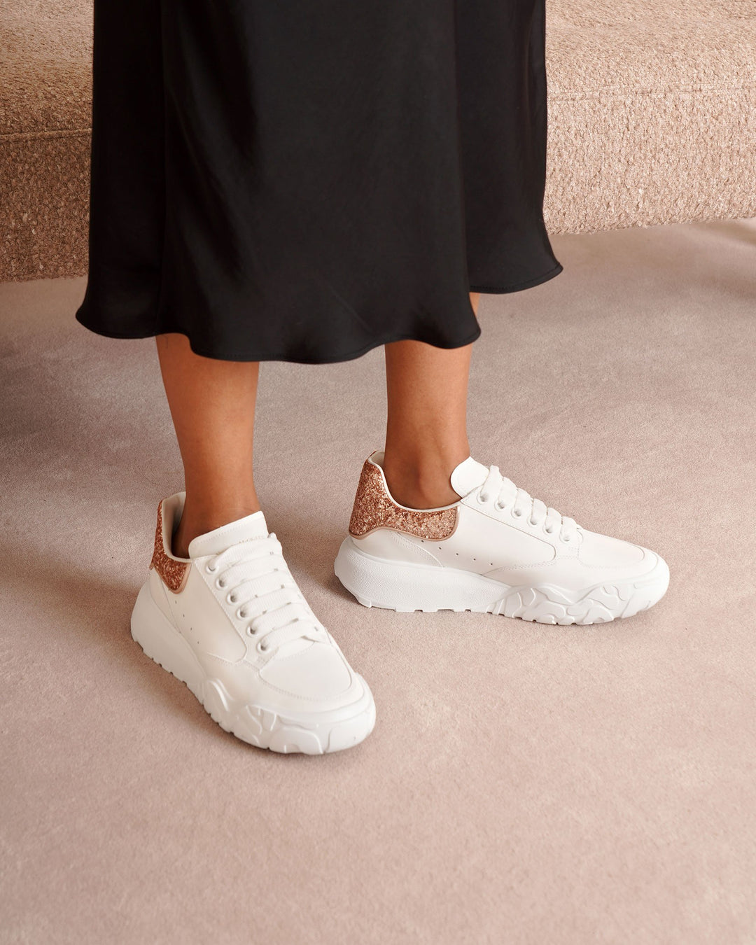 Alexander McQueen | Court rose glitter sneakers | Savannahs