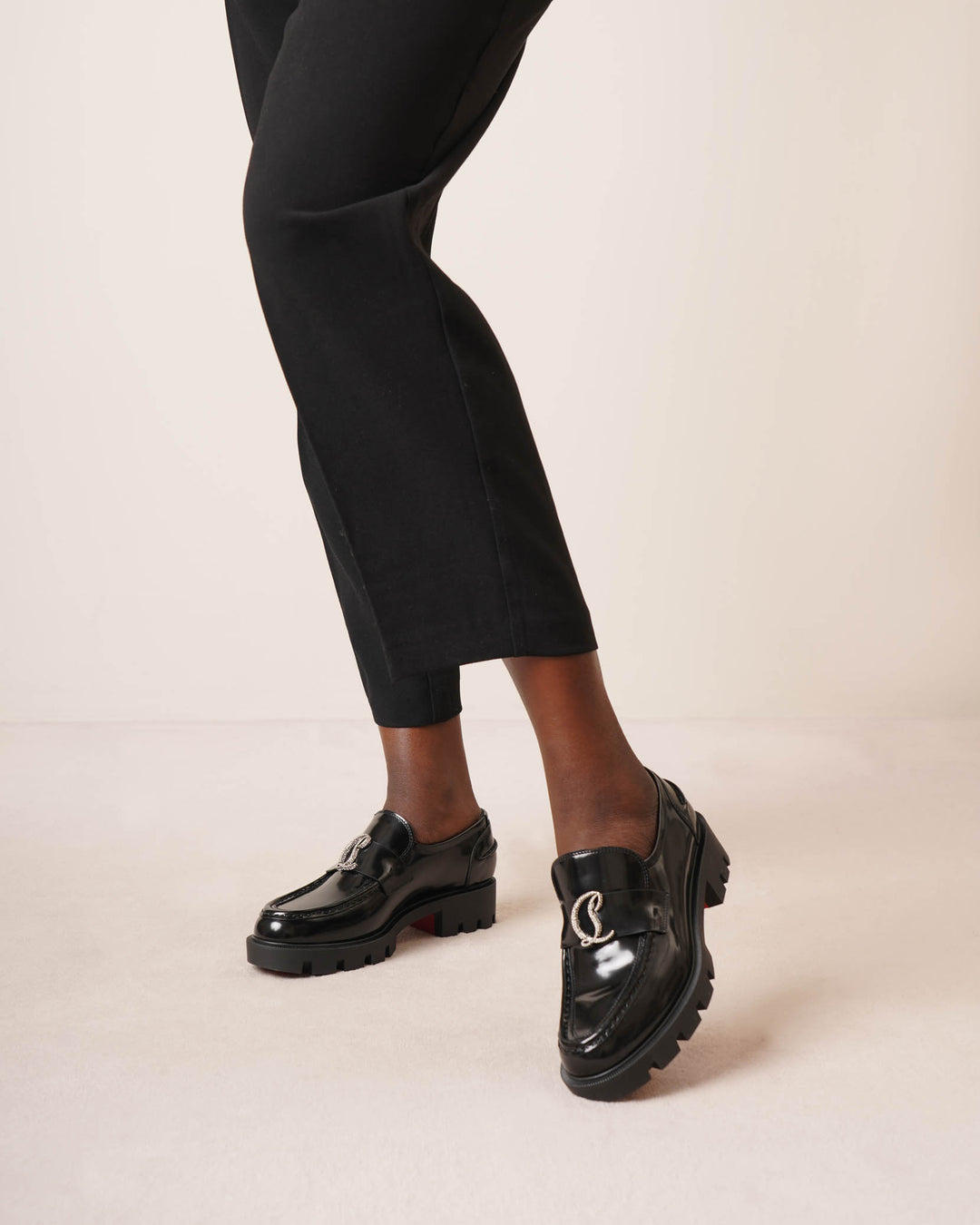 Christian Louboutin | CL Moc black leather strass loafers Christian Louboutin | CL Moc black leather strass loafers