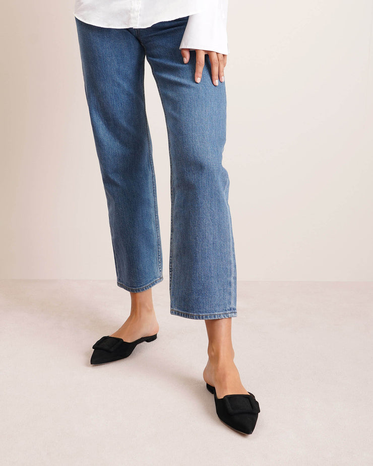 Manolo Blahnik | Maysaleflat black suede mule flats | Savannahs