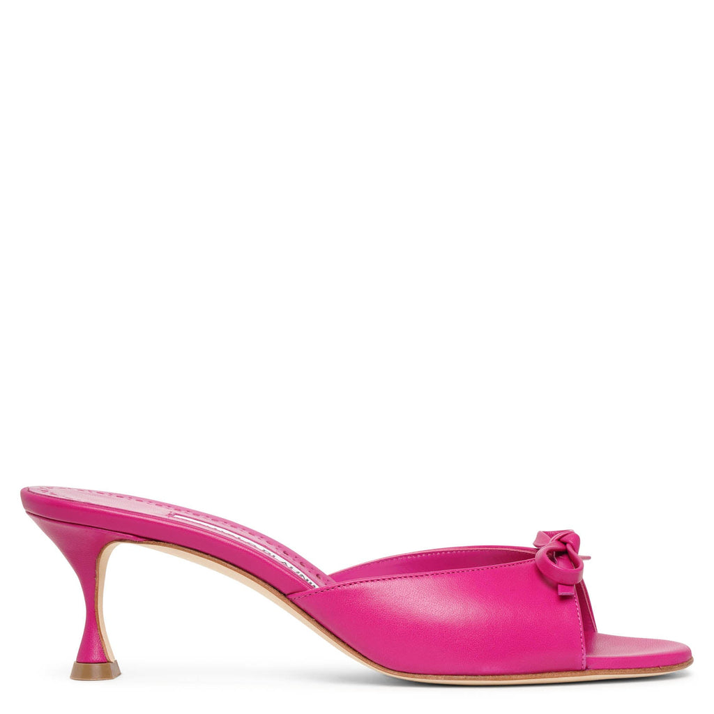 サンダル・ミュール Manolo Blahnik Skin pink satin Pesan mules MANOLO BLAHNIK Hangisimu 70 crystal-embellished satin mules