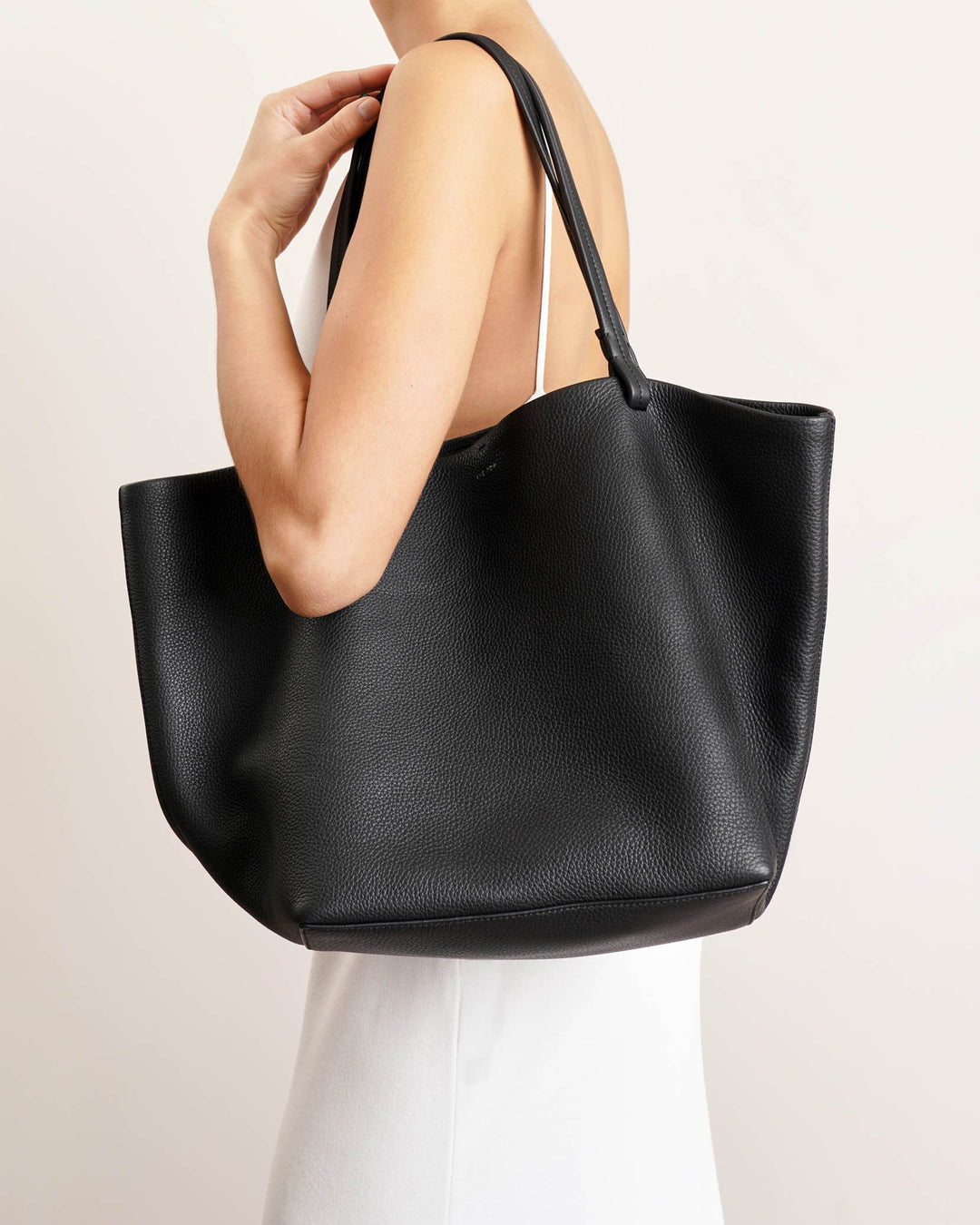 The Row | Park tote 3 lux black leather bag | Savannahs